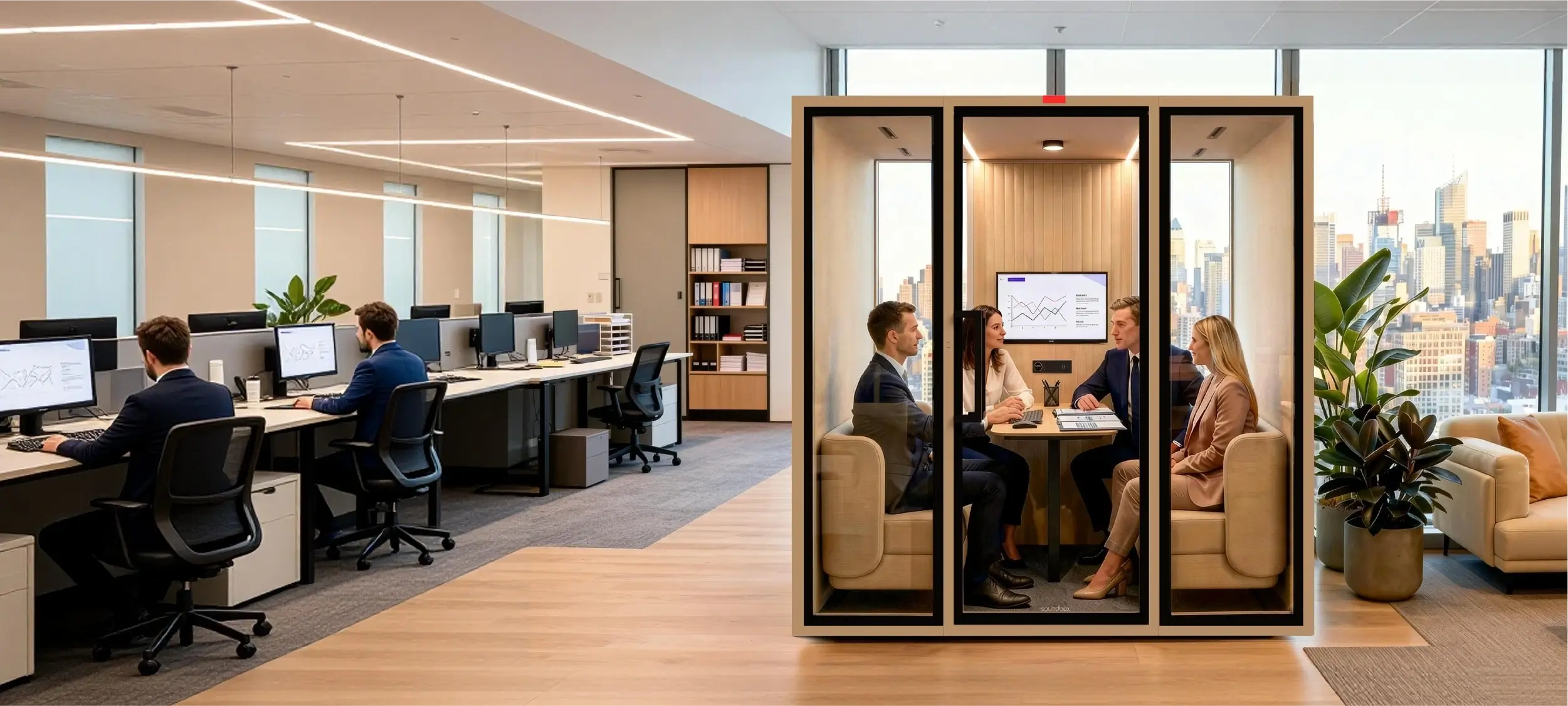 VRT POD group conversation scene - quiet ventilation for collaborative discussions