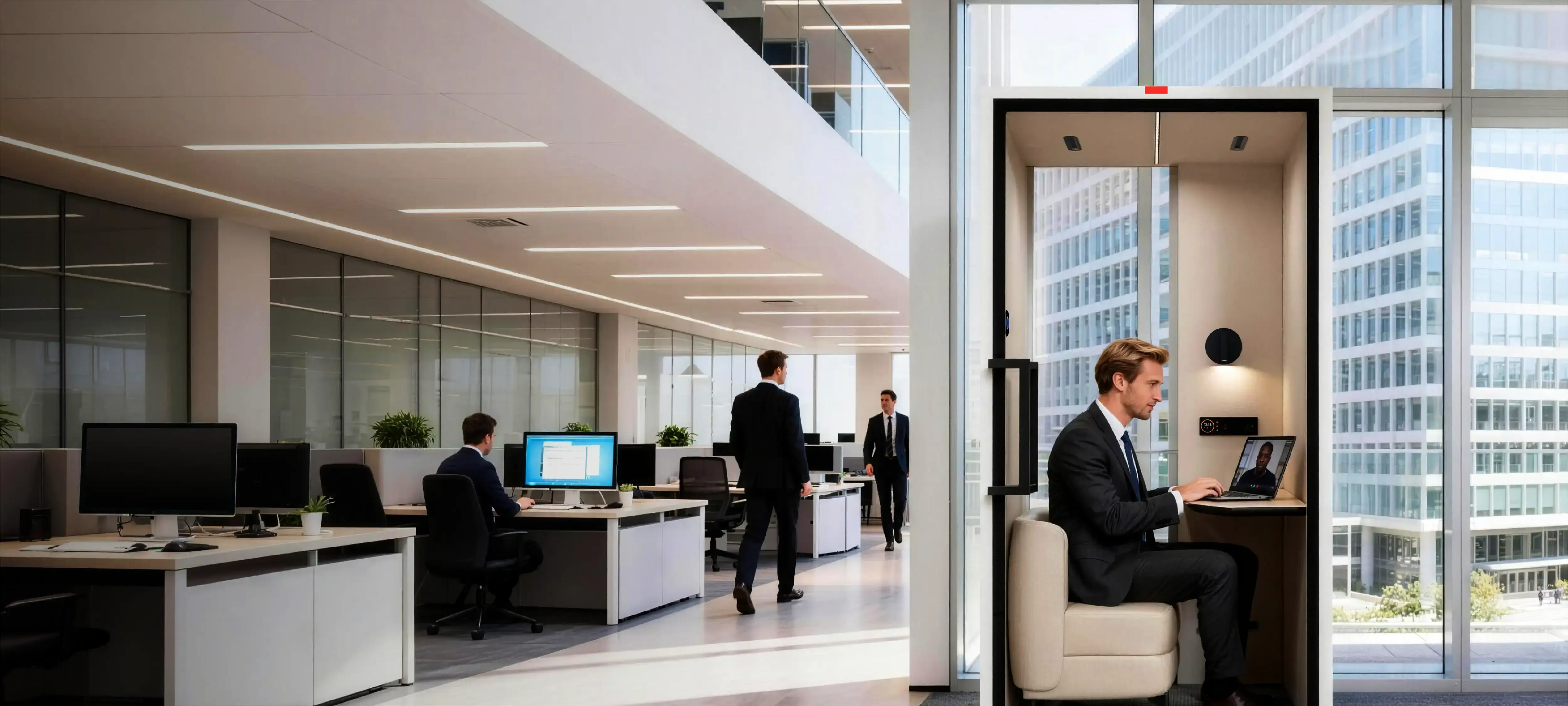 VRT POD online meeting scene - distraction-free environment for virtual meetings
