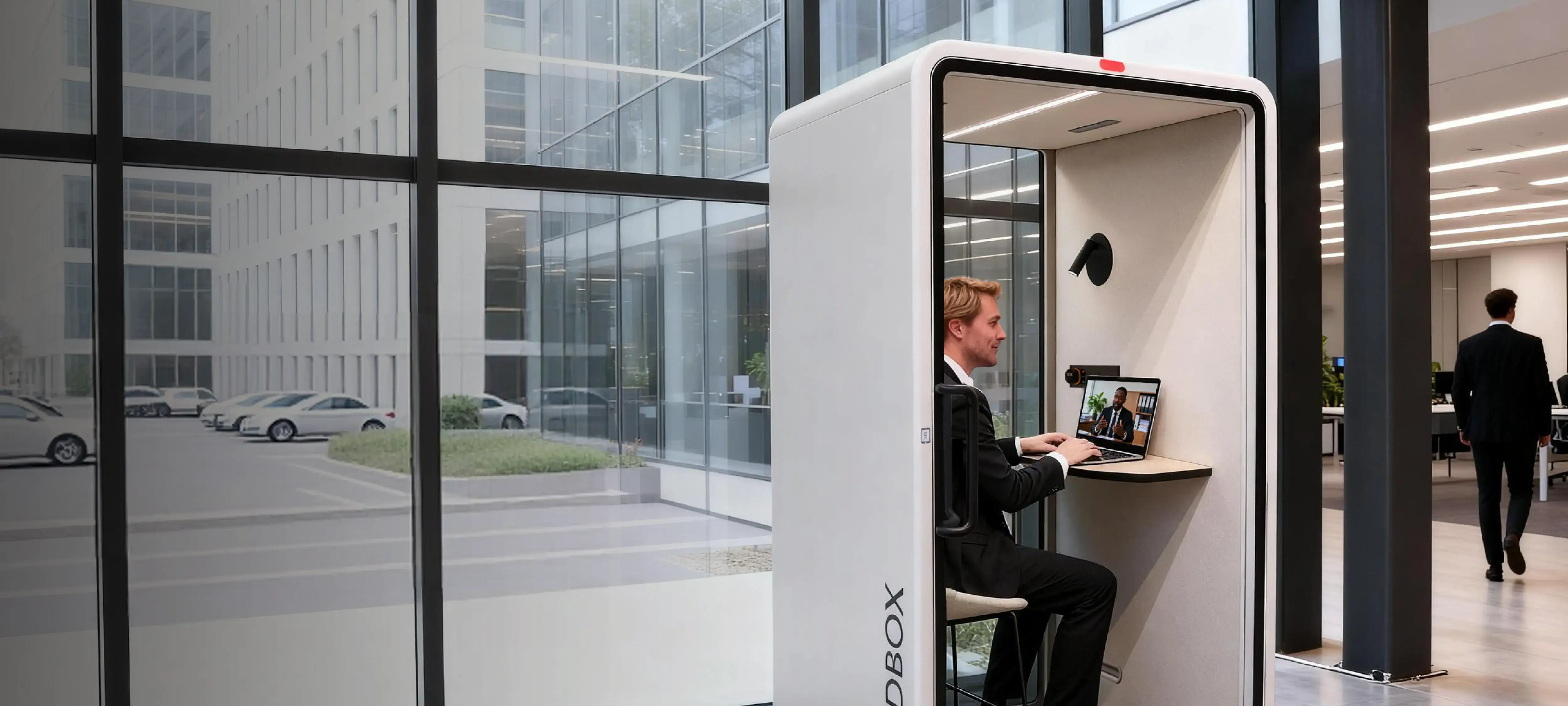 VRT POD online meeting scene - distraction-free environment for virtual meetings