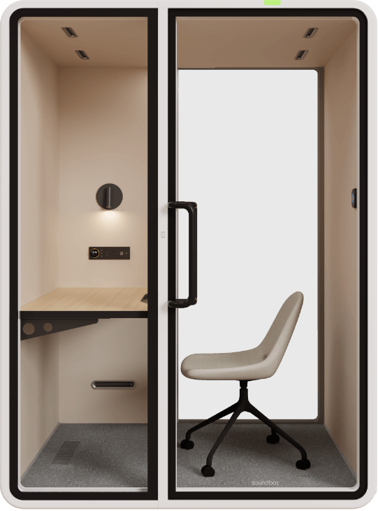 VRT POD transparent glass back configuration - greater visual transparency and reduced enclosure feeling